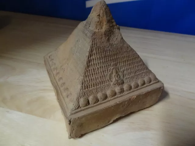 Antique Mongolian Tibetan Buddhist Handmade Votive Clay Stupa