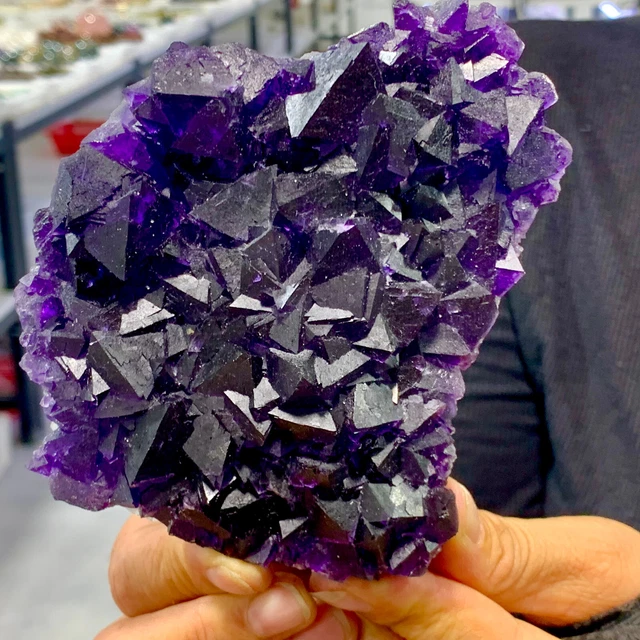 470gNatural  purple cubic fluorite cluster mineral samples