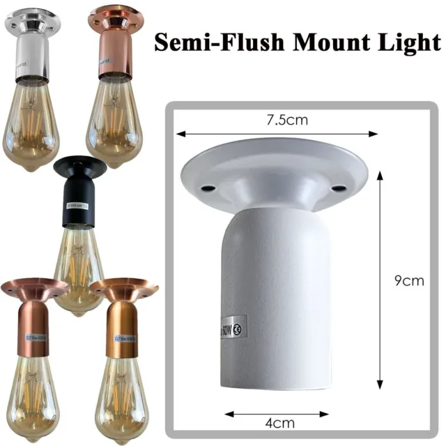 Single Head Ceiling Lamp Retro Flush Mount E27 Lamp Holder Ceiling Light Fixture