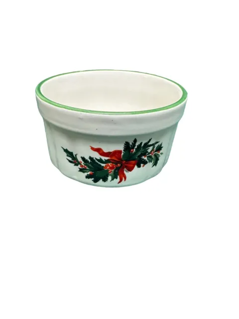 Pfaltzgraff Dip Bowl Heritage Christmas Holly Berries Souffle Dish Ramekin