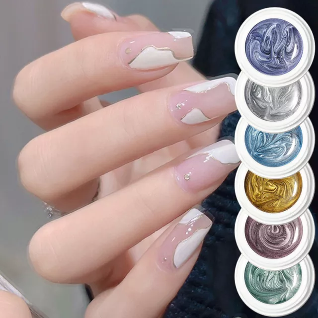 Métallique Peinture Vernis À Ongles Gel UV Or Argent Doublure Miroir Laque *