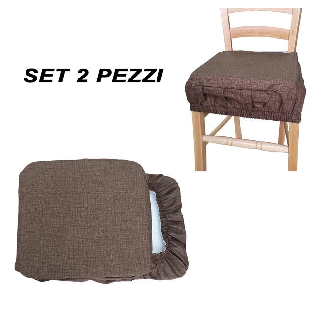 Cuscino Coprisedia Mollettone imbottito con fascia elastico Marrone Scuro SET 2
