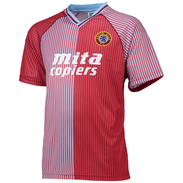 Aston Villa 1988 Retro Fußball Shirt Trikot Kurzarm Top Sport Gestreift Herren