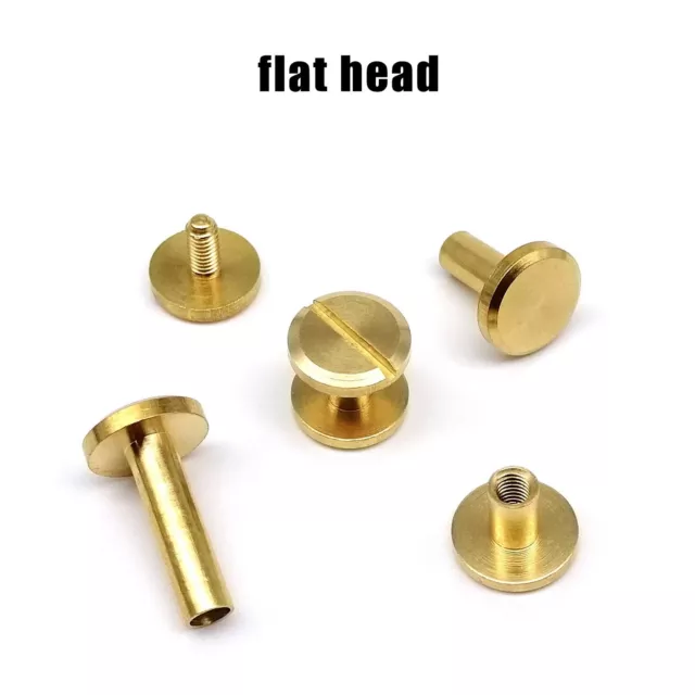 5/50pc Solid Brass Leather Belt Wallet Chicago Screw Nail Stud Bind Rivet 3-25mm