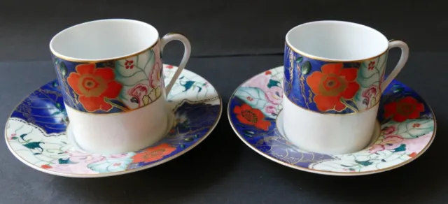 2 tasses a café a moka en porcelaine RAYNAUD LIMOGES  modèle Jardin de Printemps