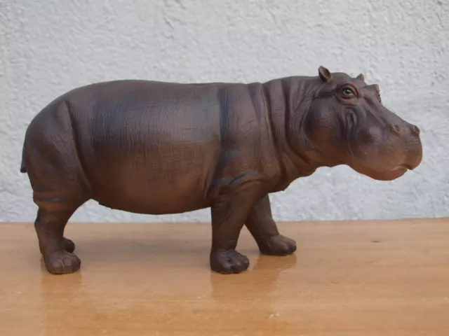 FLUSSPFERD NILPFERD Deko FIGUR naturgetreu Hippo 32cm AFRIKA GARTENFIGUR