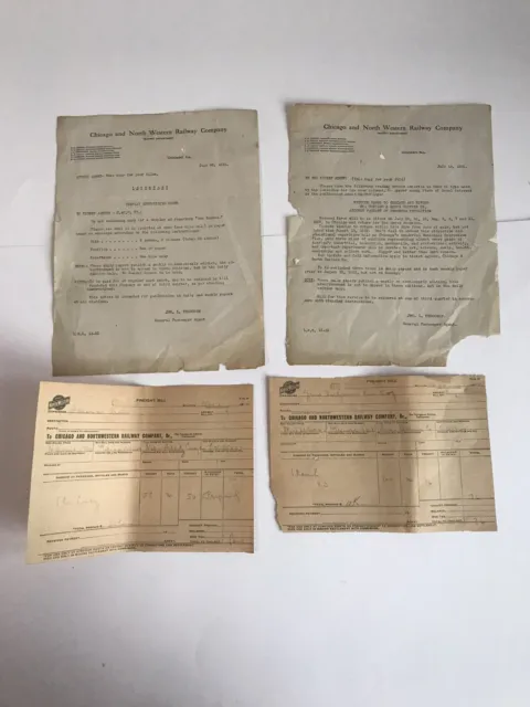 Chicago and North Western Railroad freight bills,traffic dept. document 1922 vtg