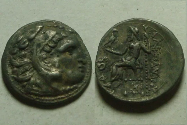 Alexander Rare genuine Ancient Greek Coin Drachm Heracles Zeus eagle/ Lampsacus