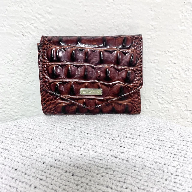 BRAHMIN Small Veronica Croc Embossed Leather Wallet Pecan Brown