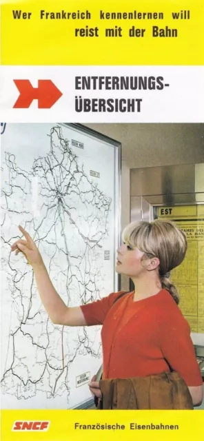 SNCF Französische Eisenbahnen Faltblatt von 1969 "Entfernungsübersicht" 6 Seiten