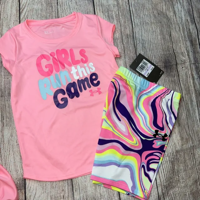 Under Armour Little Girls Run This Game Summer Athletic Outfit Set NEW