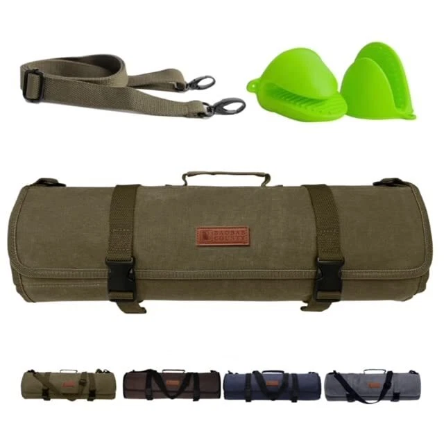 Chef Knife Roll Bag - Premium 12oz Waxed Canvas Chef Knife Case