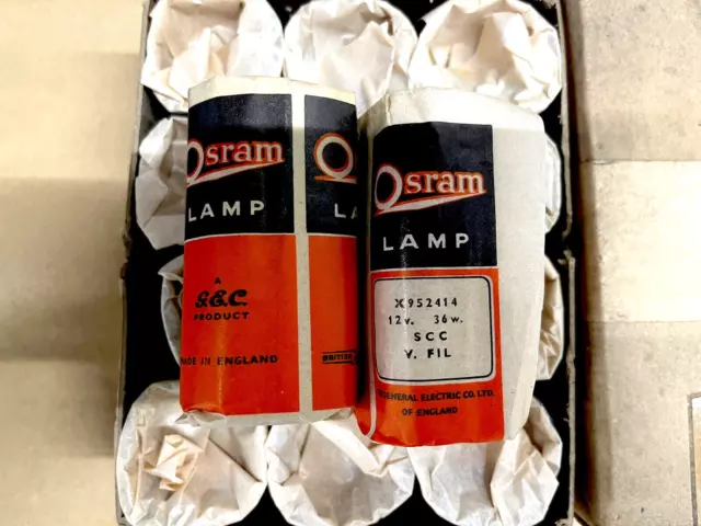 New Old Stock Box 12v 36w SCC Osram Lightbulbs Automobilia Vintage Cars Military