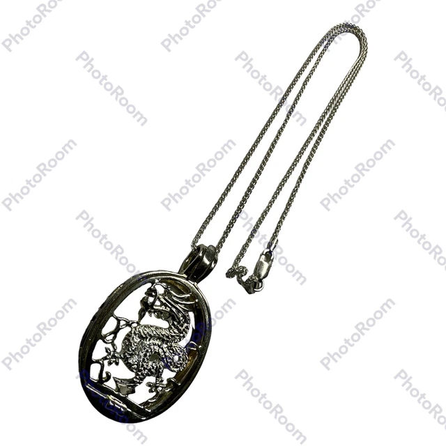 Vintage Sterling Silver 925  Chinese Dragon Detail Pendant