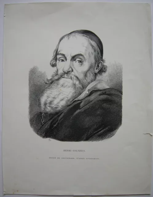 Hendrik Goltzius niederländischer Maler Stecher Portrait Stahlstich 1860