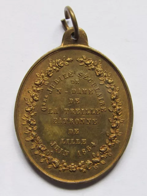 06E1 Alte Medaille Aus Lille 6 Eme Jubile Weltliche n-Lady Von Die Treille 1854