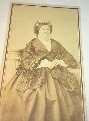Antique Victorian American Civil War Fashion Old Woman! NYC New York CDV Photo!