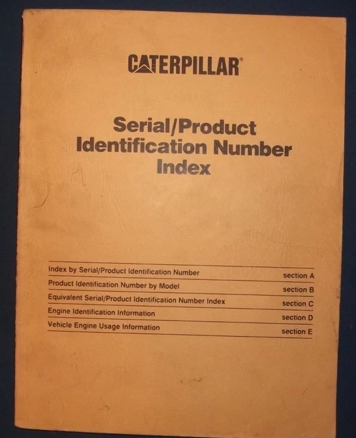 CAT CATERPILLAR SERIAL / Product Identification Number Index Book