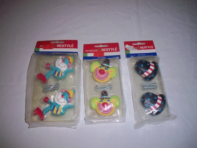 Cabinet & Drawer Handles, Circus Clowns, Hats & Monkey Door Knobs 6 New Handles