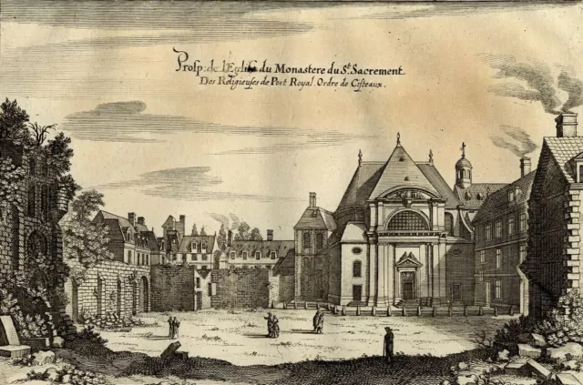 Matthäus Merian Eglise du Monastere du Saint sacrement gravure originale XVIIème