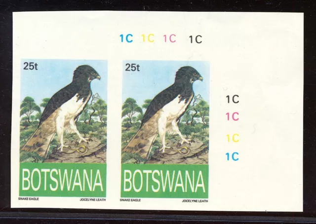 Botswana 1986 Snake Eagle Imperforate Cylinder C Pair Mnh A561