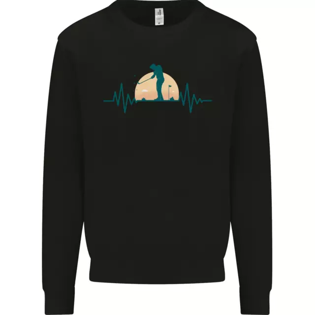Golf Heartbeat Pulse Kids Sweatshirt Jumper