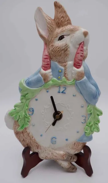 Beatrix Potter Rabbit Bunny Ceramic Battery  Wall Clock  Schmid   1990   WORKING