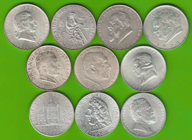 Münze Silber Österreich 2 Schilling 1928-1937 komplette Serie nswleipzig