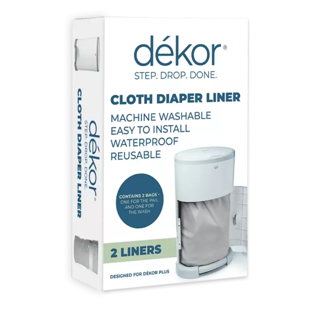 Dekor Cloth Diaper Liner for use with Dekor Plus Diaper Pail | 2 Count | Gray