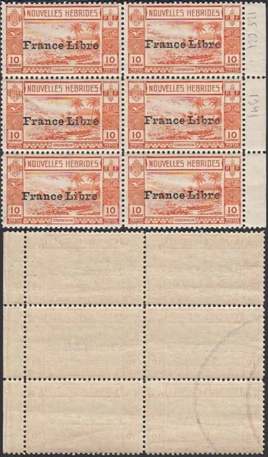 French New Hebrides 1941 - MNH stamps. Yvert Nr.: 125. Block of 6 (EB) MV-15408