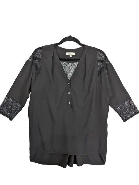 Somerset Alice Temperley Ladies Top Size 10 Black Oversized Lace Pleated Shift