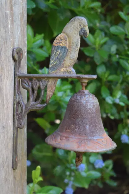 Vintage Garden Cast Iron Parrot Garden Bell old vintage reclaimed garden bird