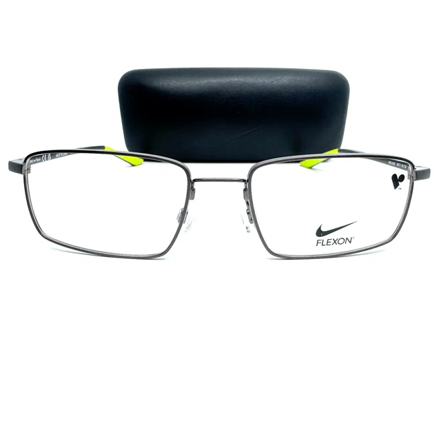 Nike 4305 075 Eyeglasses Frame Silver Rectangle Full Rim 55-18-145  H9655