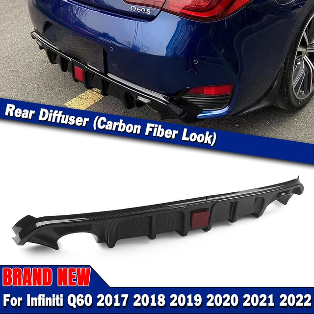 1 set diffusore paraurti posteriore labbro con luce LED look carbonio per Infiniti Q60 2017-2022