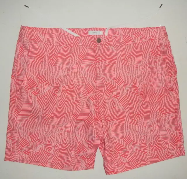 New Mens 38 Onia The Calder Trunks 7.5 Optic Lines Rose/White Trunks 6365 $195