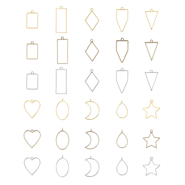 30 piezas Marco hueco Colgante Pulsera de plata Dijes Joyería Hacer Accesorios
