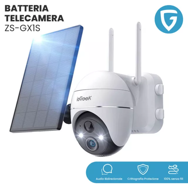 ieGeek 2K 360° PTZ Telecamera Wi-Fi Esterno Senza Fili Videocamera WiFi Solare