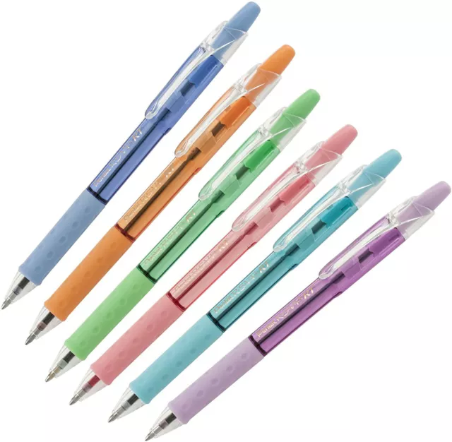 NEW Pentel 6-Pk RSVP RT Pastel Barrel Retractable Ballpoint Pens 1.0mm BK93FBP6M 2