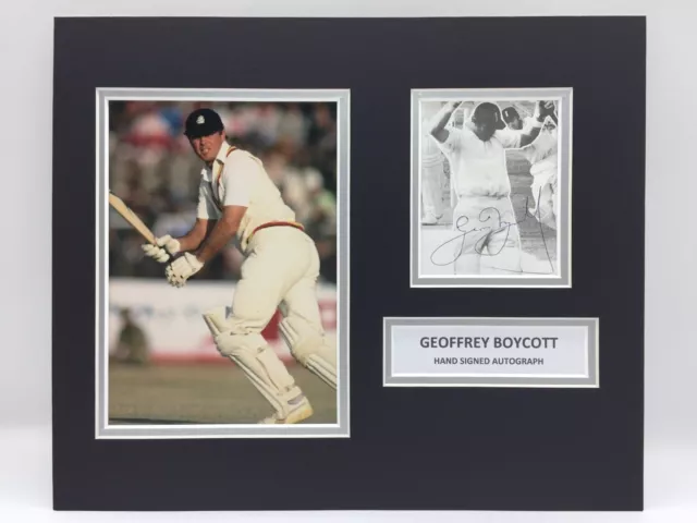 RARE Geoffrey Boycott Cricket Signed Photo Display + COA AUTOGRAPH ENGLAND ASHES