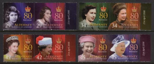 Alderney 2006 Queen's 80th Birthday set fine fresh MNH