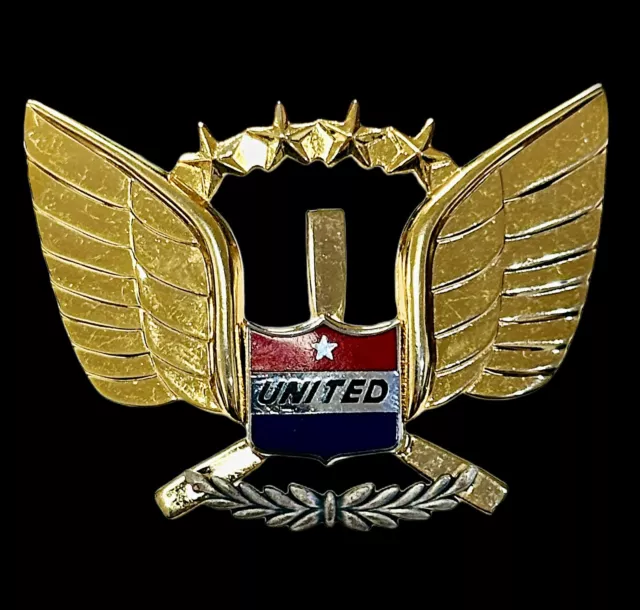 Vintage United Airlines PILOTS CAP Gold Star pin STERLING. #6858