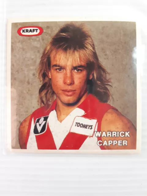 1985 Kraft VFL Sticker. Warwick Capper. Sydney Swans.  Very Good Condition.