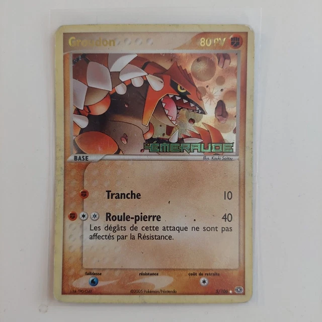 Carte Pokemon GROUDON 5/106 Holo Bloc EX Emeraude FR Envoi Toploader