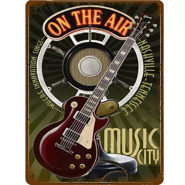 Retro On The Air Music Guitar City Kitchen Home Pub Shed Bar Cafe METAL SIGN