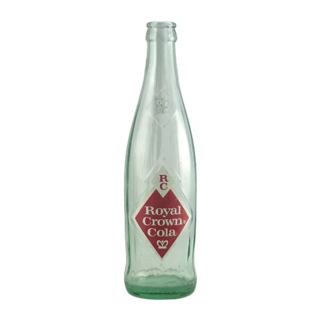 Vintage Royal Crown RC Cola Bottle 1960s 12 oz Green Glass Diamond Logo Vtg Soda