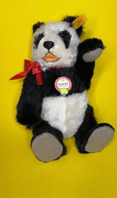 steiff Panda Bear, Bär Replica mit Knopf, Fahne Teddy