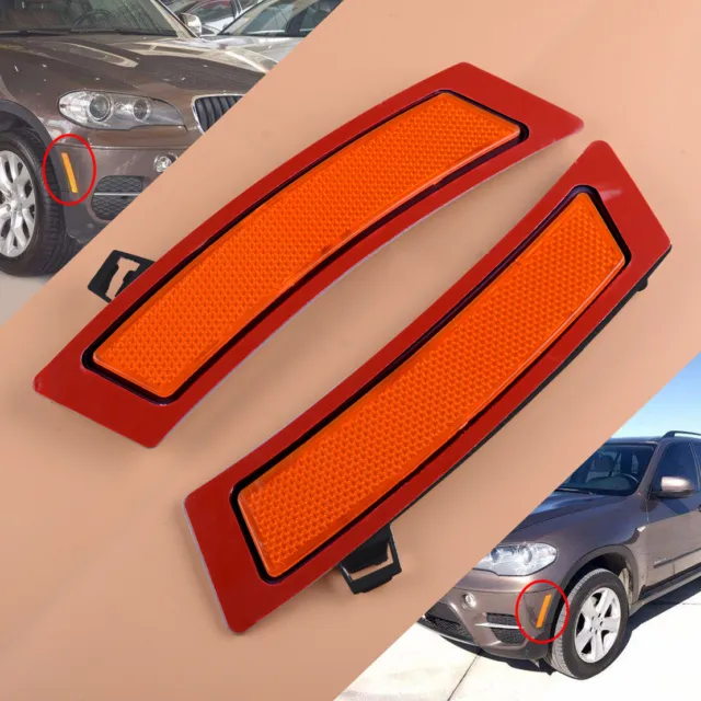 2 X Amber Front Bumper Reflector Side Marker Light Fit for BMW X5 E70 11-13