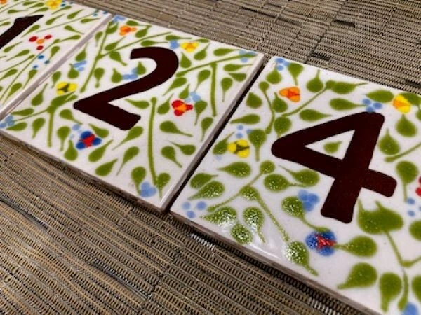 Beautiful  Unique Vintage Ceramic HOUSE NUMBER Address Sign NAME PLAQUE