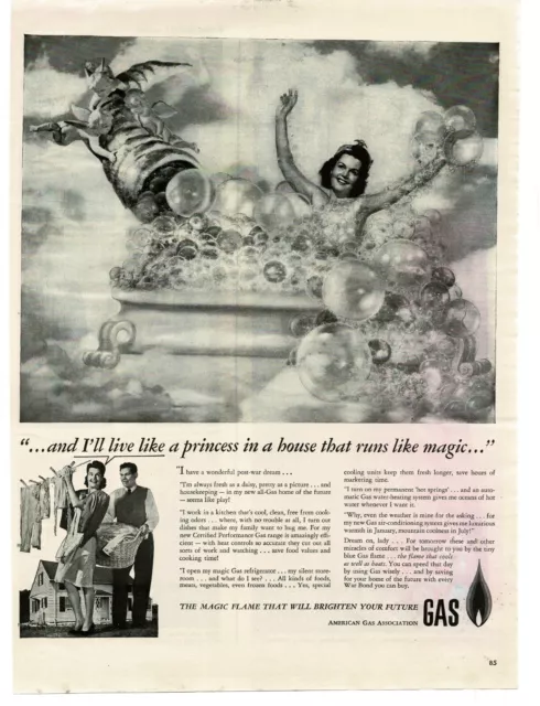 1944 American Gas Association woman bathing Vintage Print Ad