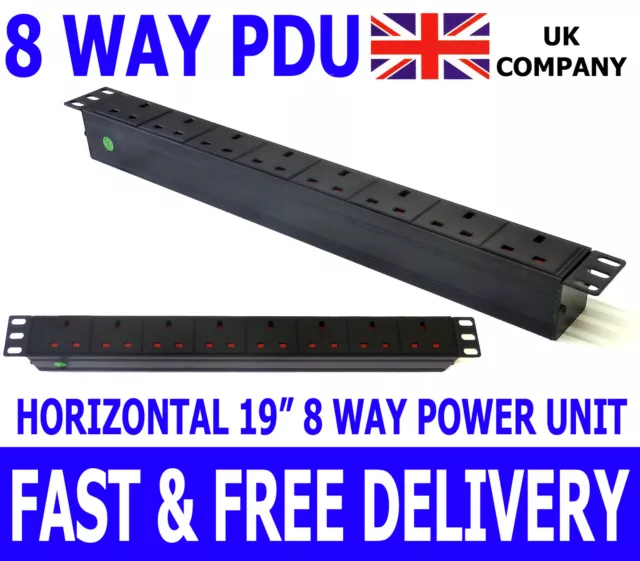 19 Zoll 8 Wege Stromverteilungseinheit Streifen horizontal UK PDU Daten LAN Schrankhalterung